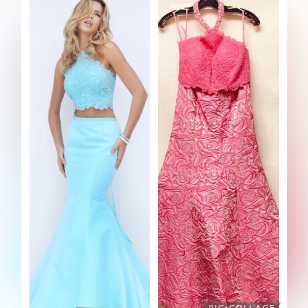 Blush prom 💕PINK💕two pieces dress lace bodice